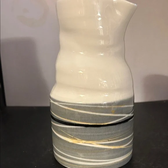 Ceramic Pitcher with Gray Stripes - Picture 4 of 5